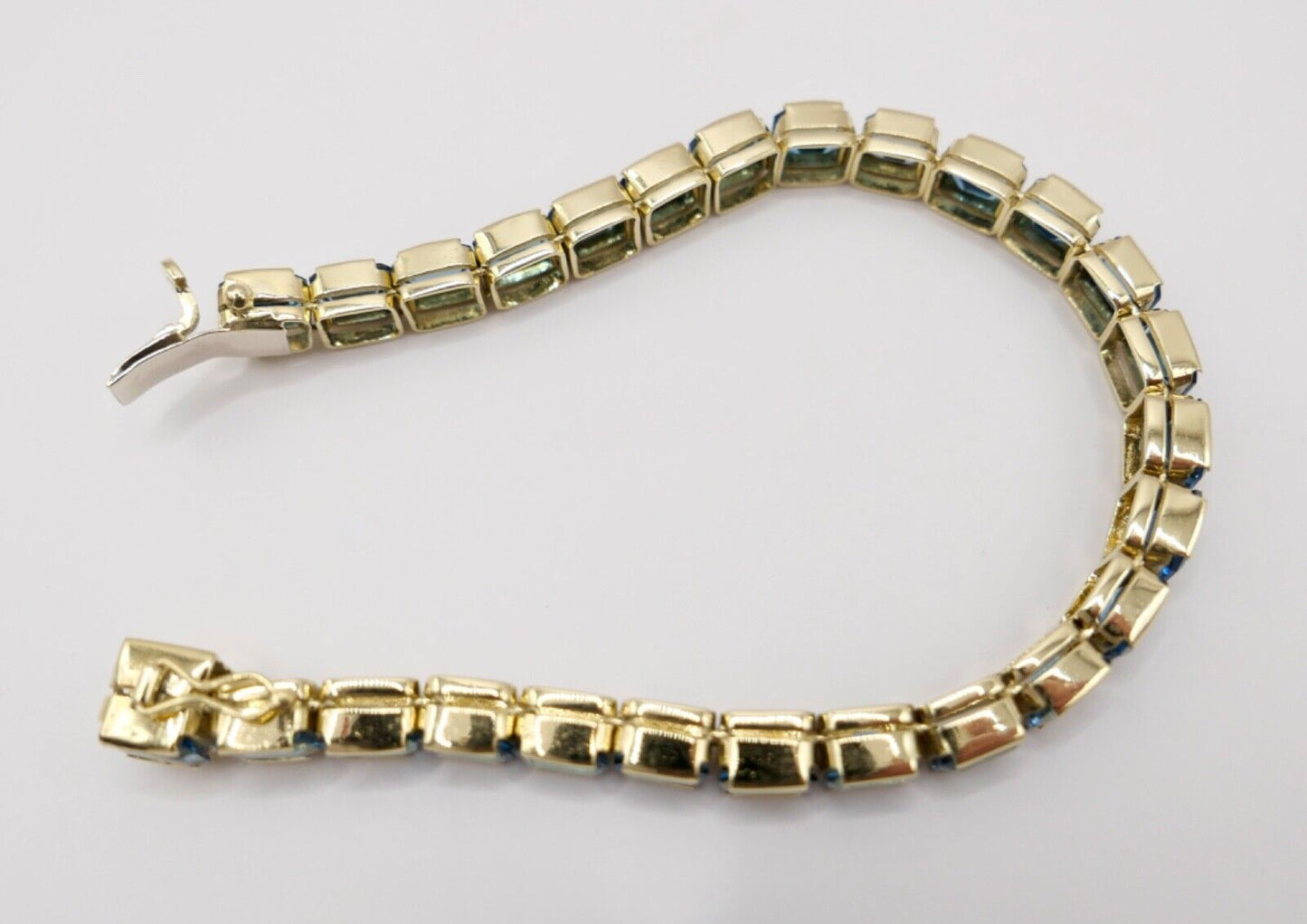 1990er Jahre Blau TOPAS TOPAZ 750 18K Gelbgold GOLD Tennis Armband 32,5 Ctw - Antikhandel-Stuttgart