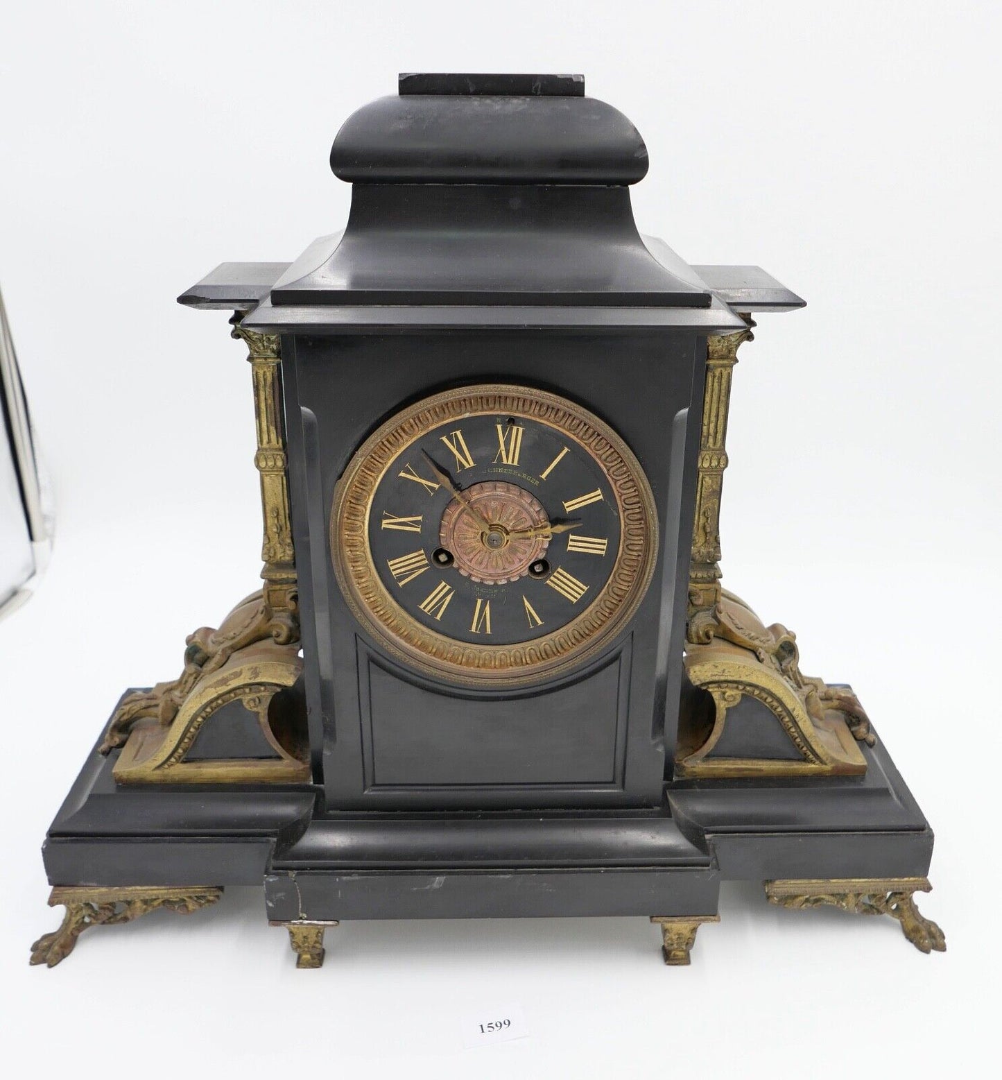 Antike XXL Schneeberger Pendule Kaminuhr um 1870 Historismus sehr schwer - Antikhandel-Stuttgart