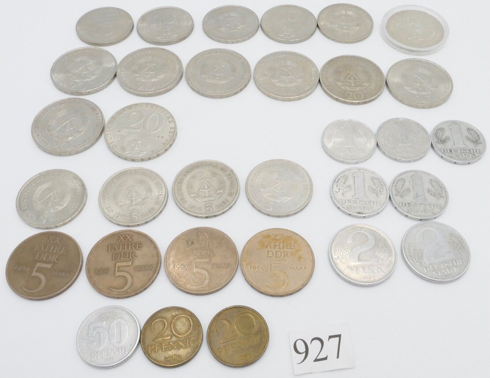 Konvolut Posten 1 , 2 , 5 , 10 , 20 DDR Mark 20 50 DDR Pfennig - Antikhandel-Stuttgart