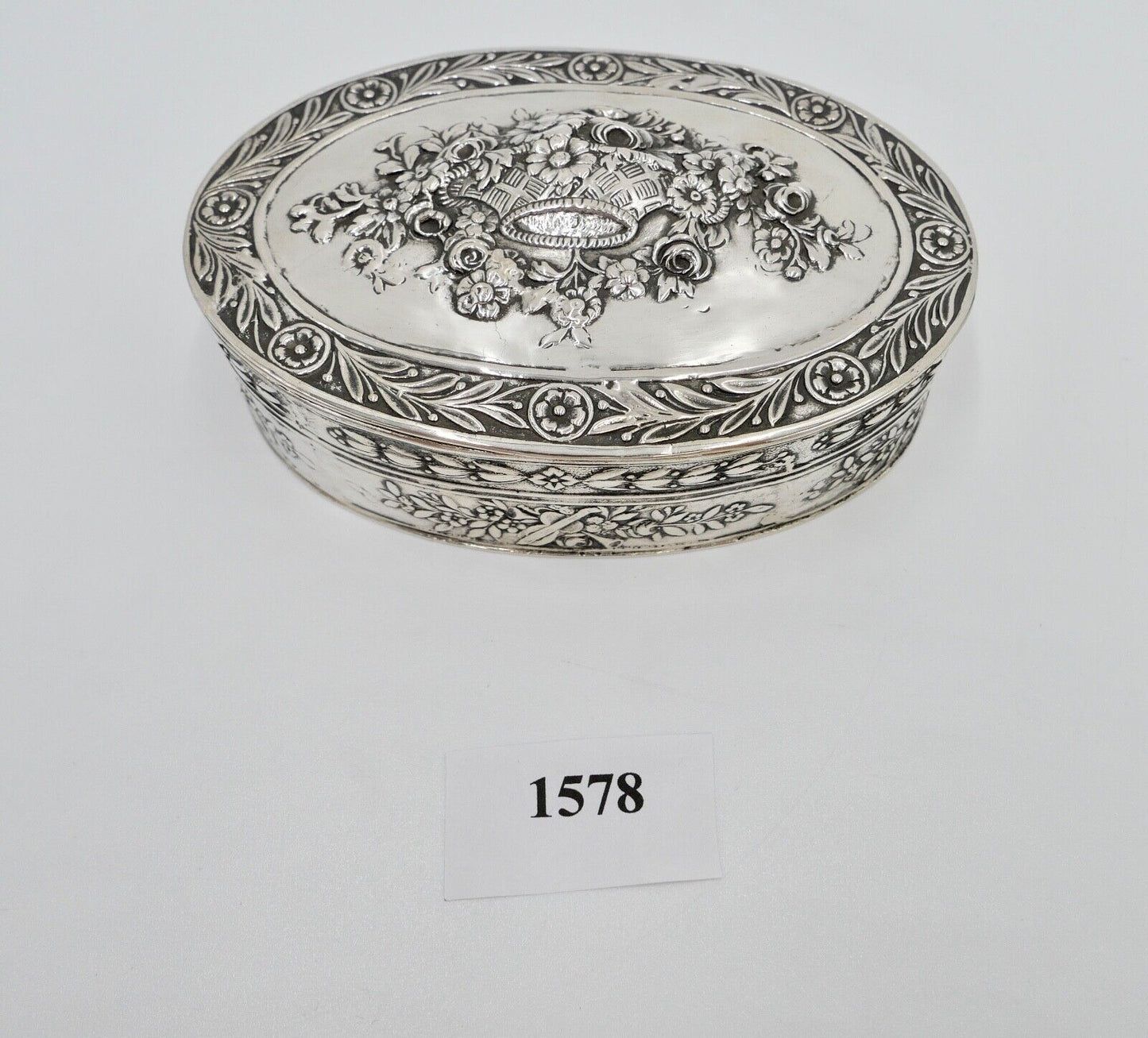 Jugendstil um 1900 830 Silber Deckeldose Schatulle Tabakiere floral - Antikhandel-Stuttgart