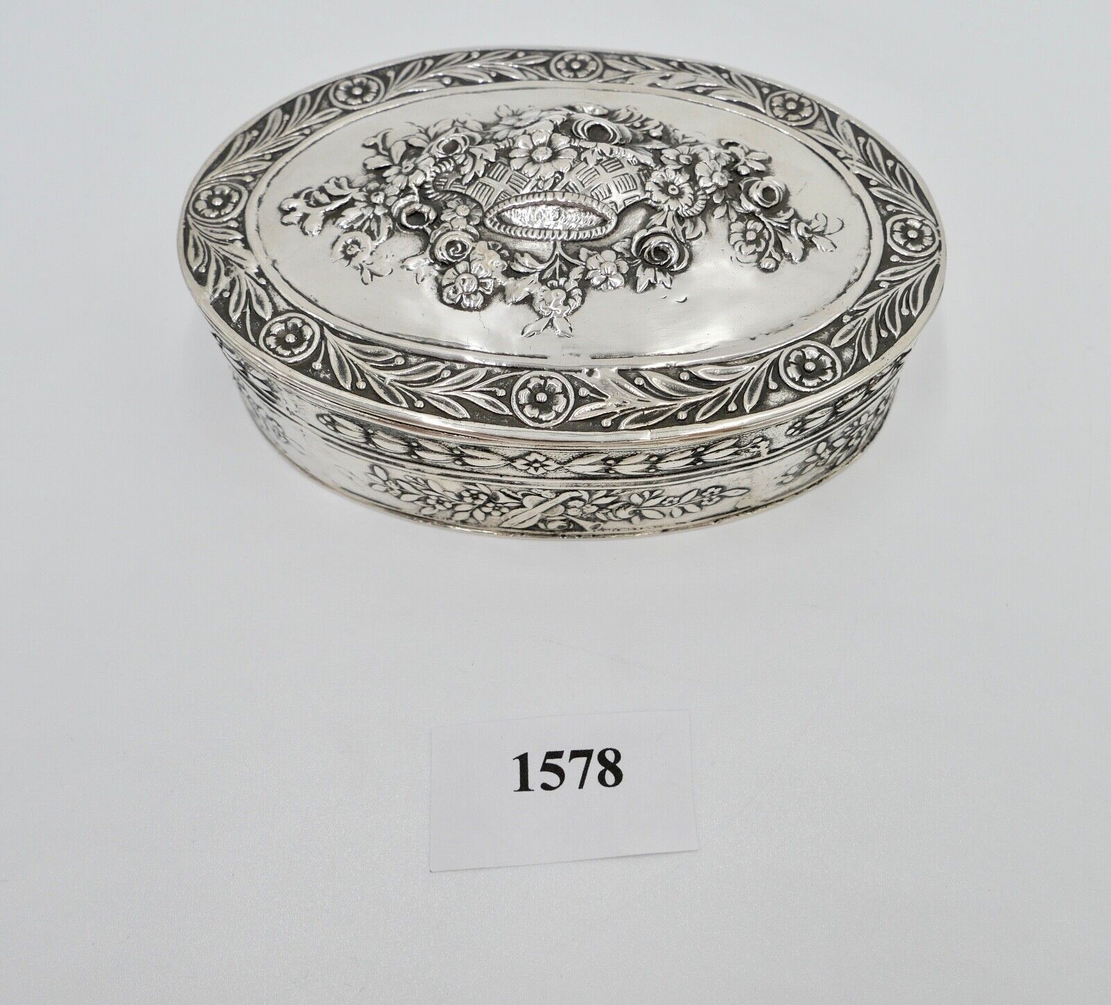 Jugendstil um 1900 830 Silber Deckeldose Schatulle Tabakiere floral - Antikhandel-Stuttgart