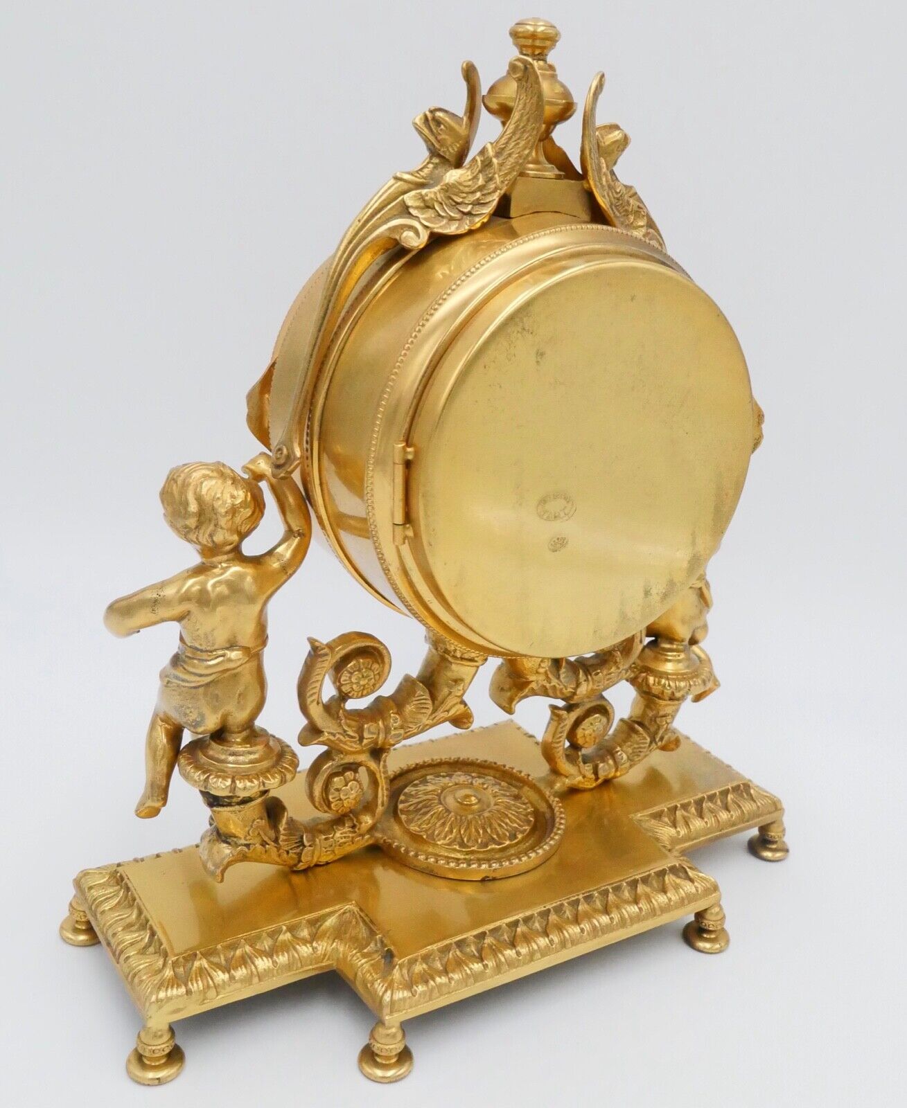 Collection D'Art Frankreich Kaminuhr Tischuhr 8 Tage Kinder Motiv 1960 vergoldet - Antikhandel-Stuttgart