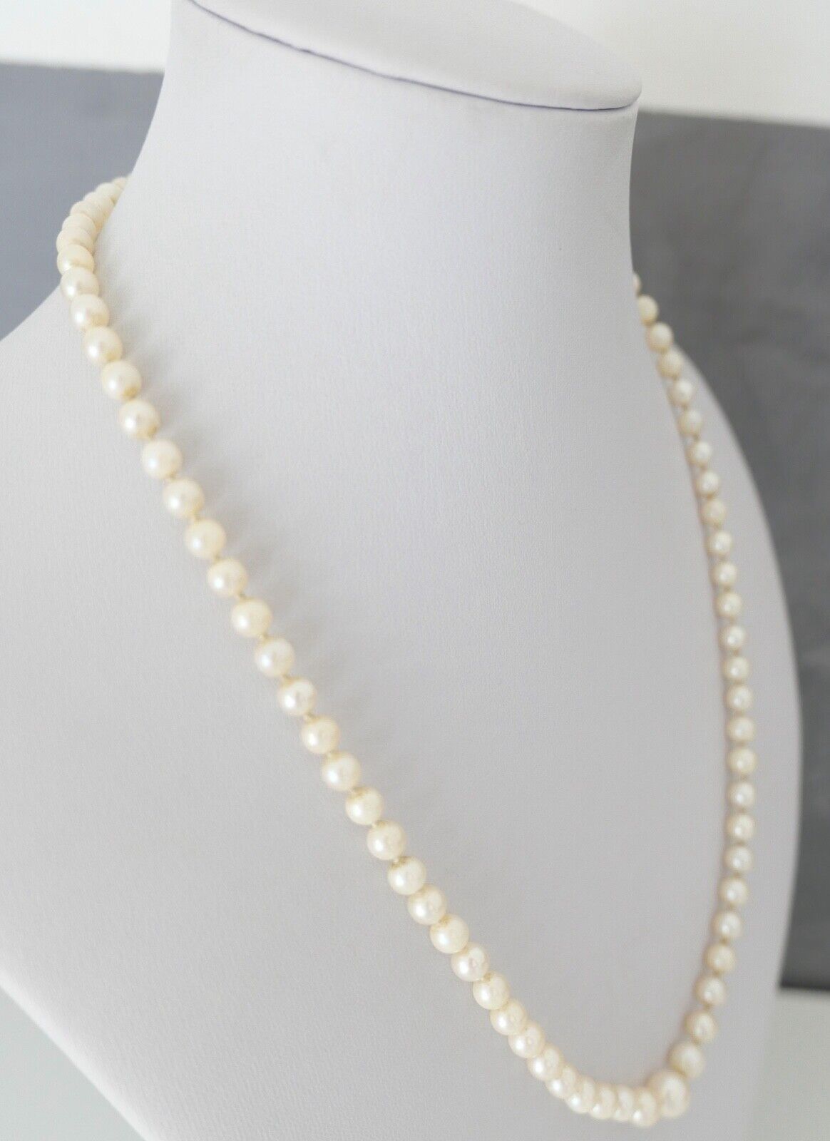 Perlenkette Collier AKOYA ZUCHTPERLE Gold 585 / 14K pearl Ø 4,6 bis 8,3 mm 51 cm - Antikhandel-Stuttgart