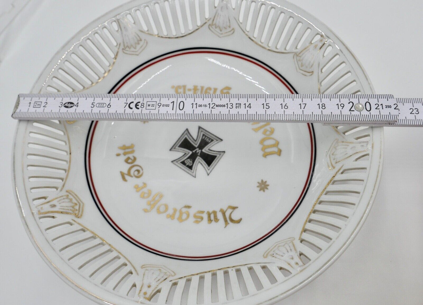 Patriotischer Zierteller Durchbruchteller AUS GROSSER ZEIT Weltkrieg 1914-1915 - Antikhandel-Stuttgart