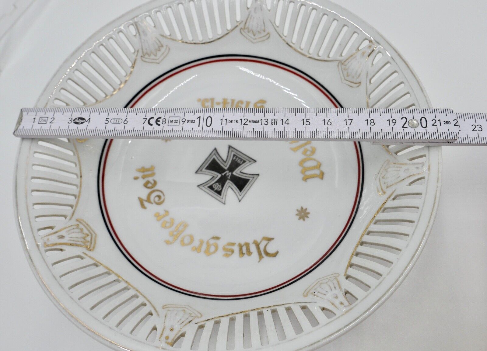 Patriotischer Zierteller Durchbruchteller AUS GROSSER ZEIT Weltkrieg 1914-1915 - Antikhandel-Stuttgart