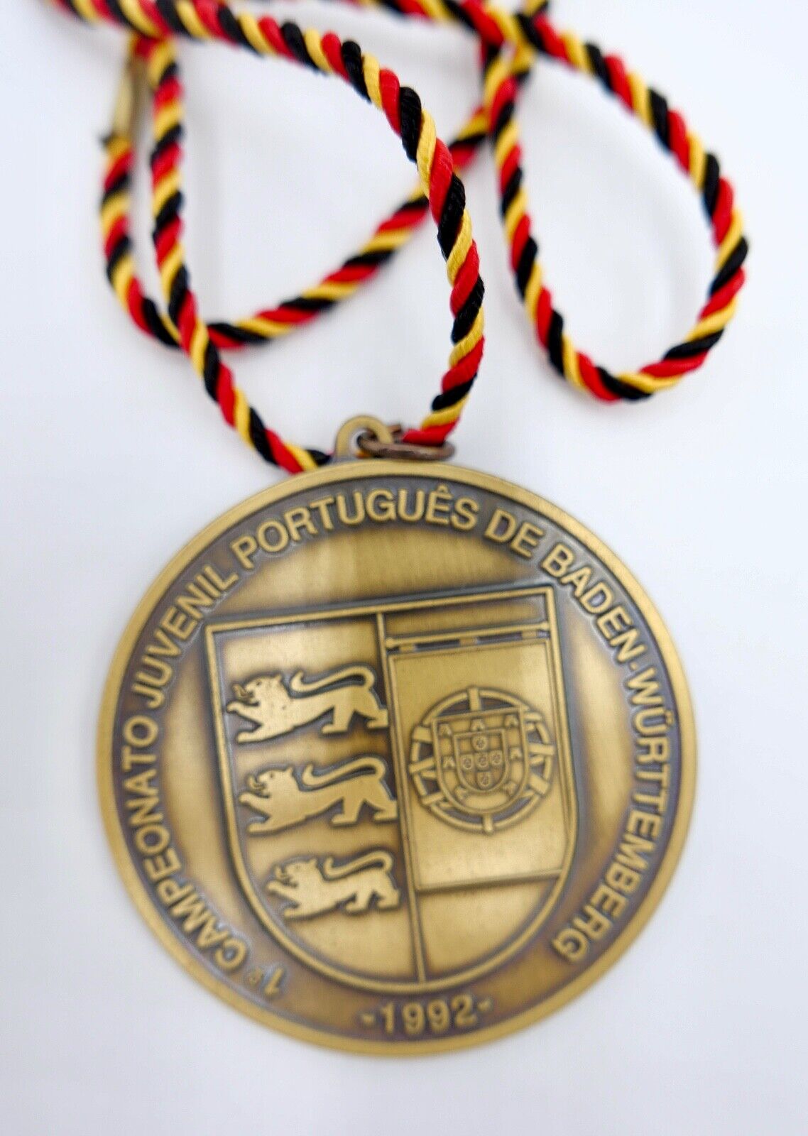 Fußball Medaille 1. CAMPEONATO JUVENIL PORTUGUES DE BADEN WÜRTTEMBERG 1992 - Antikhandel-Stuttgart