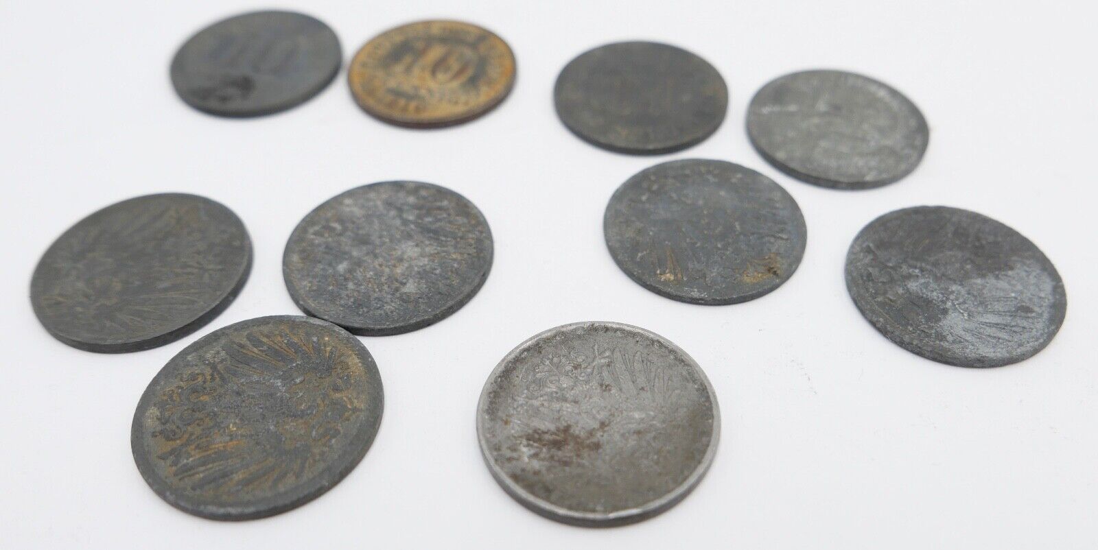 10x 10 Reichspfennig 1873 1875 1876 1888 Jäger J.299 298 s-ss - Antikhandel-Stuttgart