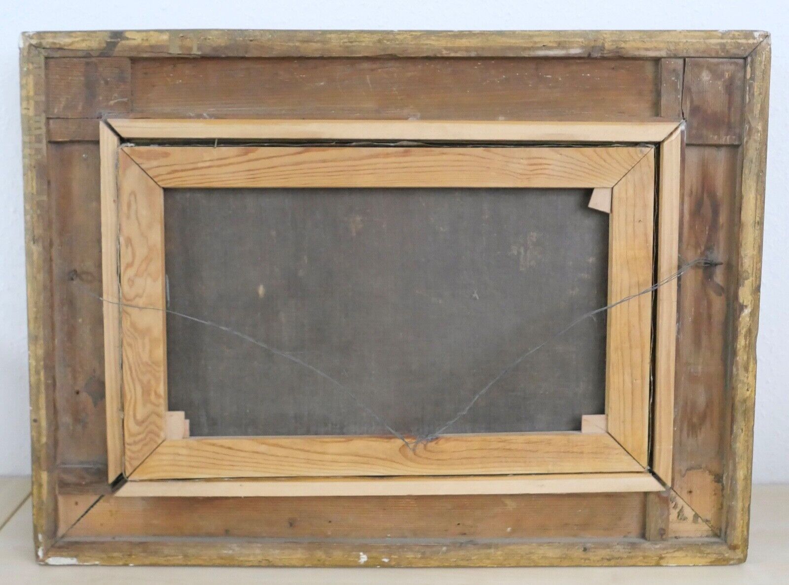 85,5 x 63 cm Gemälde Meer Schiffe Öl auf Leinwand Goldrahmen Prunkrahmen - Antikhandel-Stuttgart