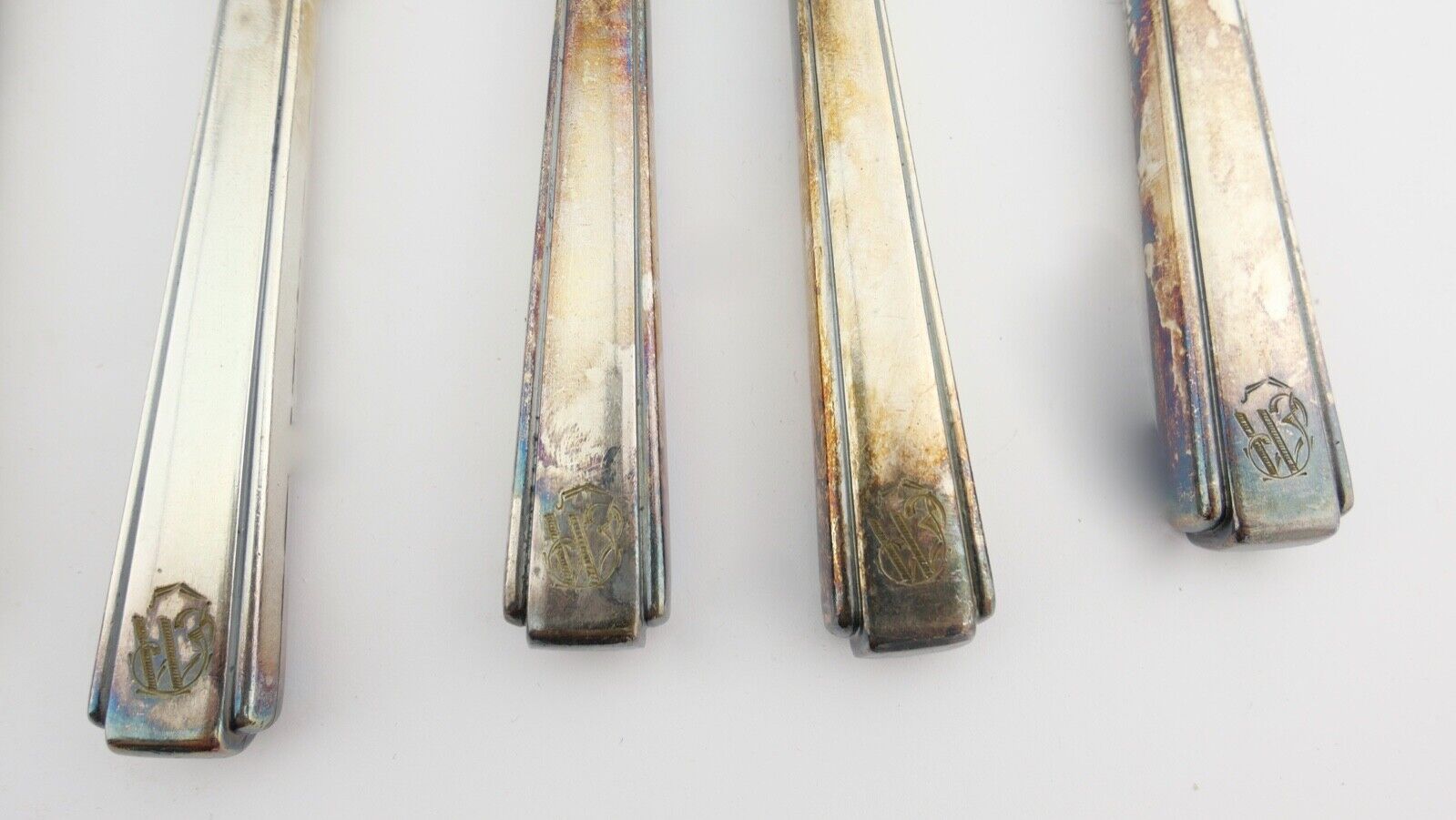 Art Deco " GEBR. HEPP 90 " 36 Tlg. cutlery Besteck 1930er 1940er Monogramm JW WJ - Antikhandel-Stuttgart