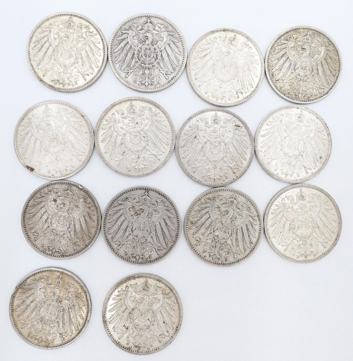 14x 1 Mark Kaiserreich 1903-1915 Jäger J.17 VZ-STG Vorzüglich - Stempelglanz - Antikhandel-Stuttgart