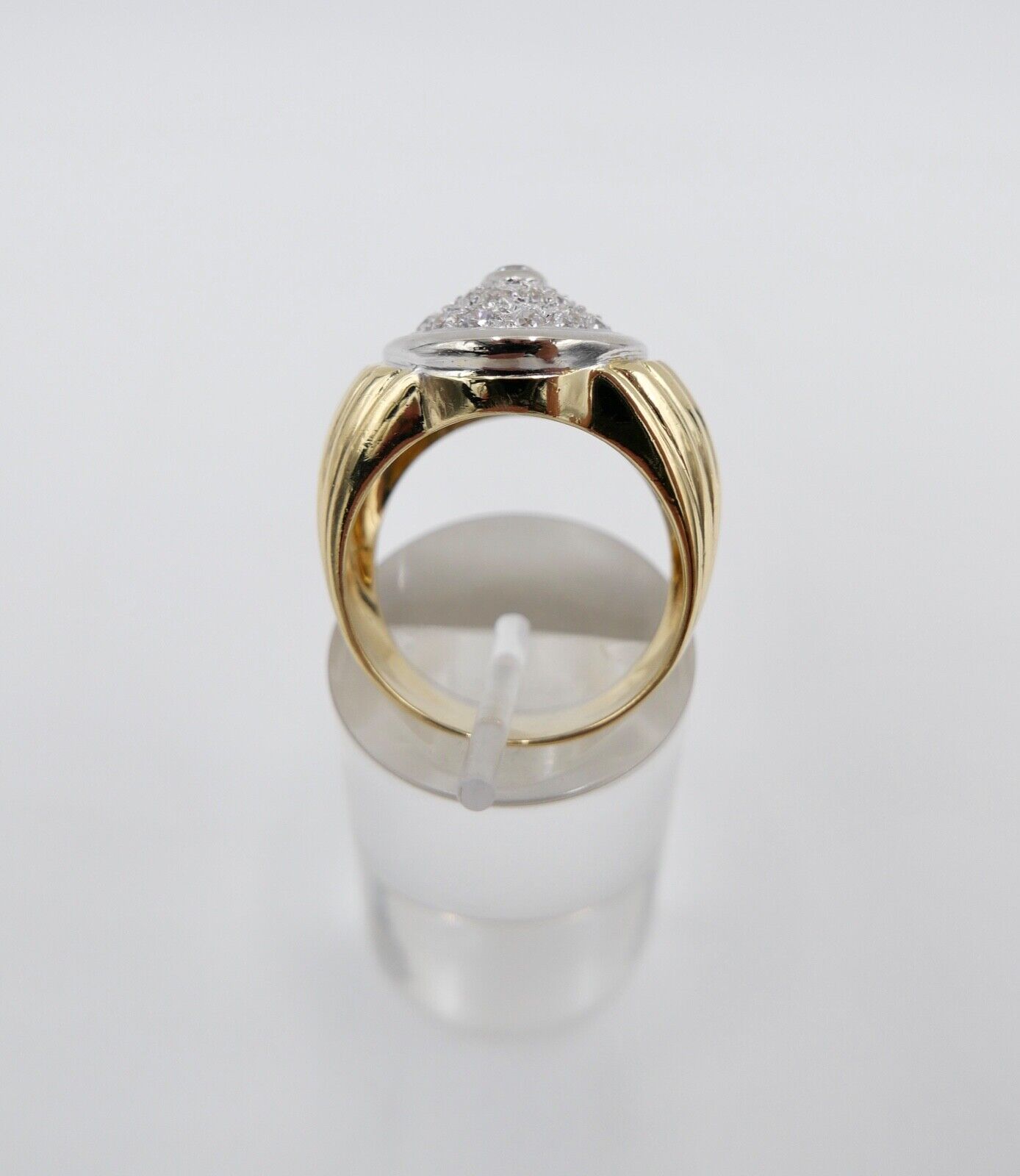 80er Jahre Goldring MASSIV Damenring Statement Ring Gold 750 18K Zirkonia Gr. 59 - Antikhandel-Stuttgart