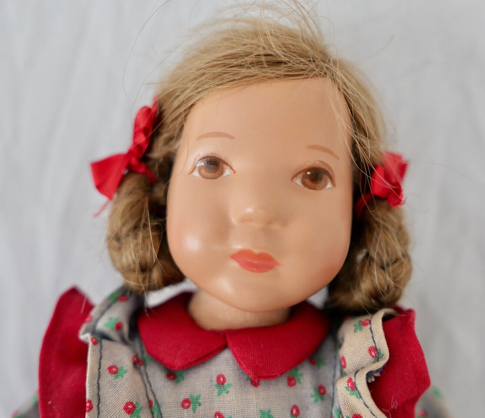 Alte Käthe Kruse Puppe verm. BETTINA Kaethe 26 cm Däumlinchen Braune Augen Zopf - Antikhandel-Stuttgart