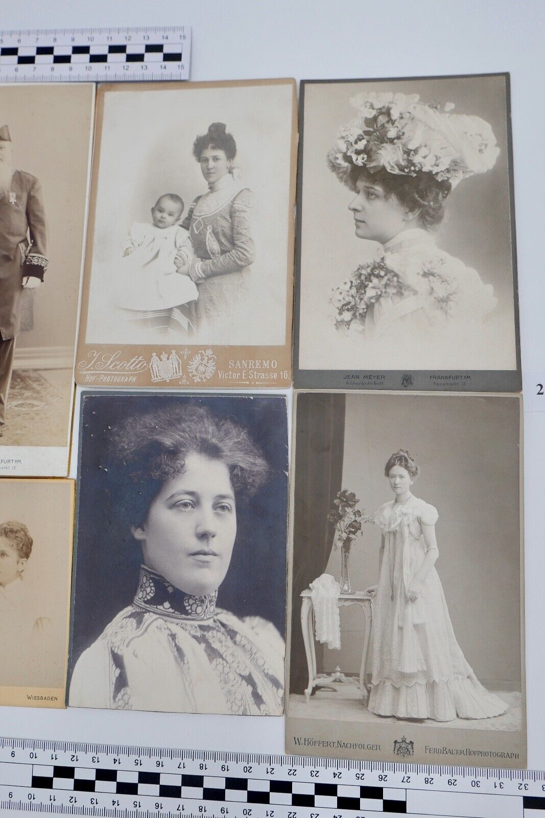 7x antike Großfoto auf Pappe Portrait Frankfurt Sanremo Wiesbaden Bonn - Antikhandel-Stuttgart