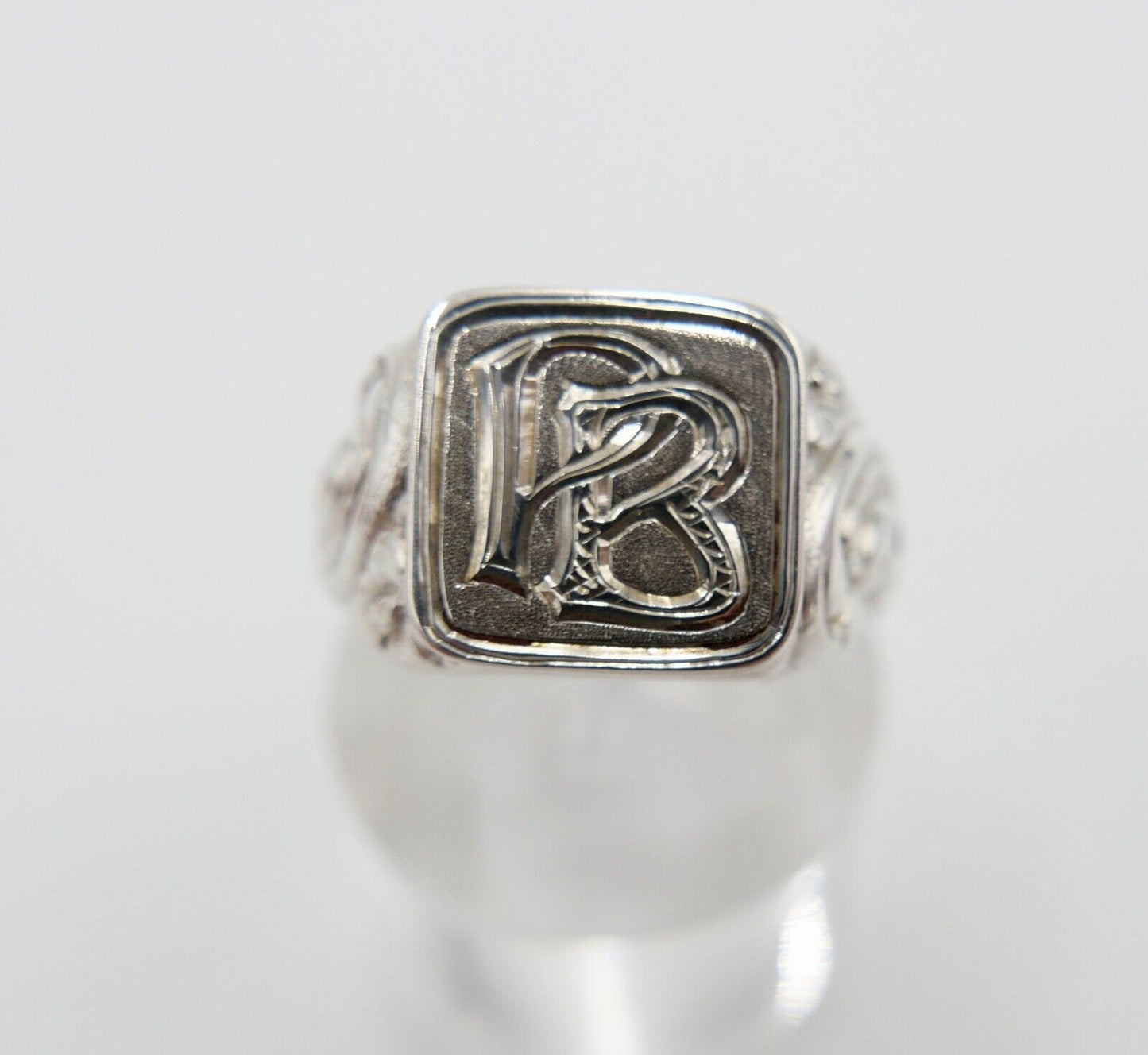 Massiver Jugendstil Siegelring Monogramm PB BP Herrenring Ring 835 Silber Gr. 57 - Antikhandel-Stuttgart