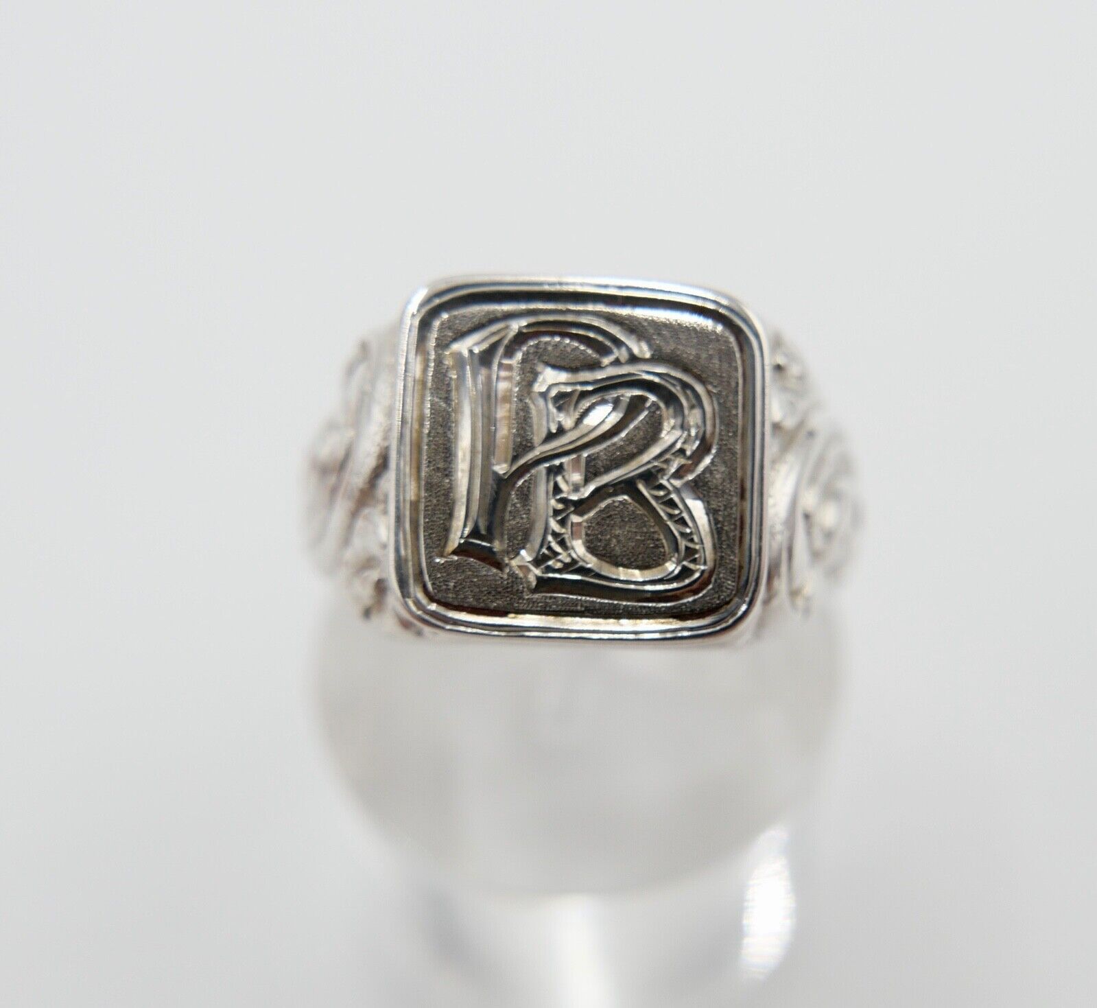 Massiver Jugendstil Siegelring Monogramm PB BP Herrenring Ring 835 Silber Gr. 57 - Antikhandel-Stuttgart