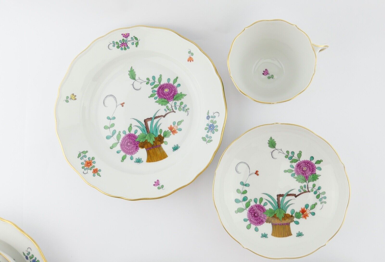 21 Tlg Meissen Garben Muster Dekor Kaffee Service Goldrand 6 Personen NEUwertig - Antikhandel-Stuttgart