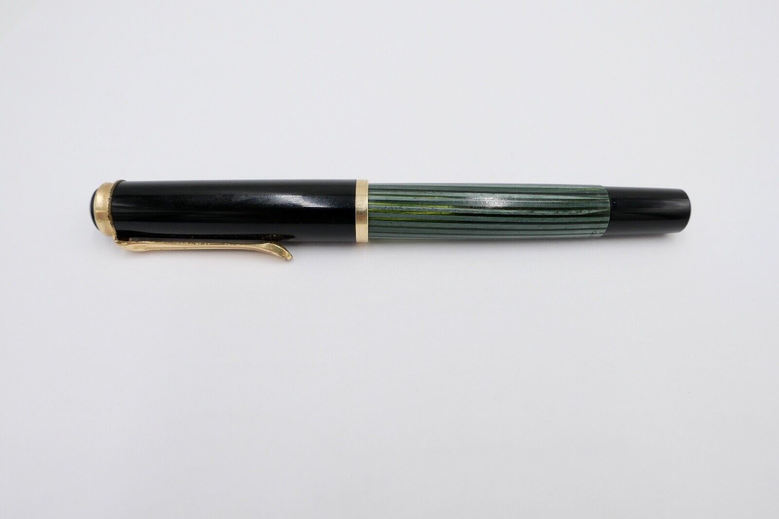 Günther Wagner PELIKAN 400 Füller 585 14Ct Gold Feder KM grün schwarz gestreift - Antikhandel-Stuttgart