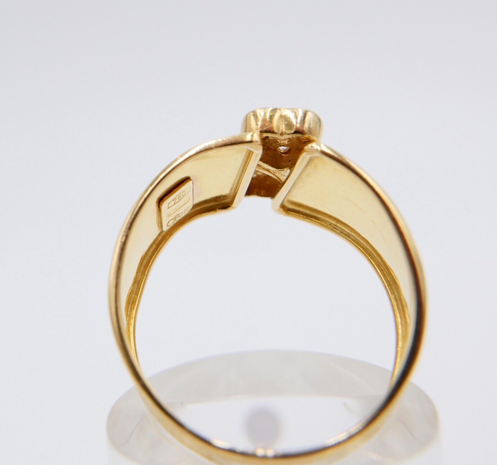 Damen Gold Herz Love Zirkonia Ring 18K 750 1474 VI Oro Top Gr. 61 0,126 Ct - Antikhandel-Stuttgart