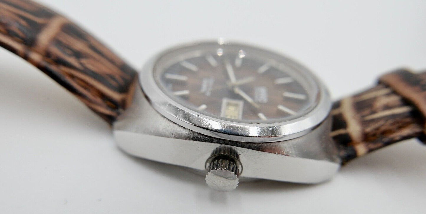 Vintage BWC Transi Tronic seltenes braunes Ziffernblatt Quartz Armbanduhr 1970er - Antikhandel-Stuttgart