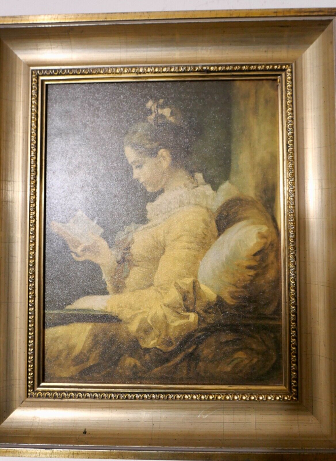 Lesendes Mädchen 1776 Jean Honoré Fragonard KUNSTKOPIE - DRUCK 37x31cm - Antikhandel-Stuttgart