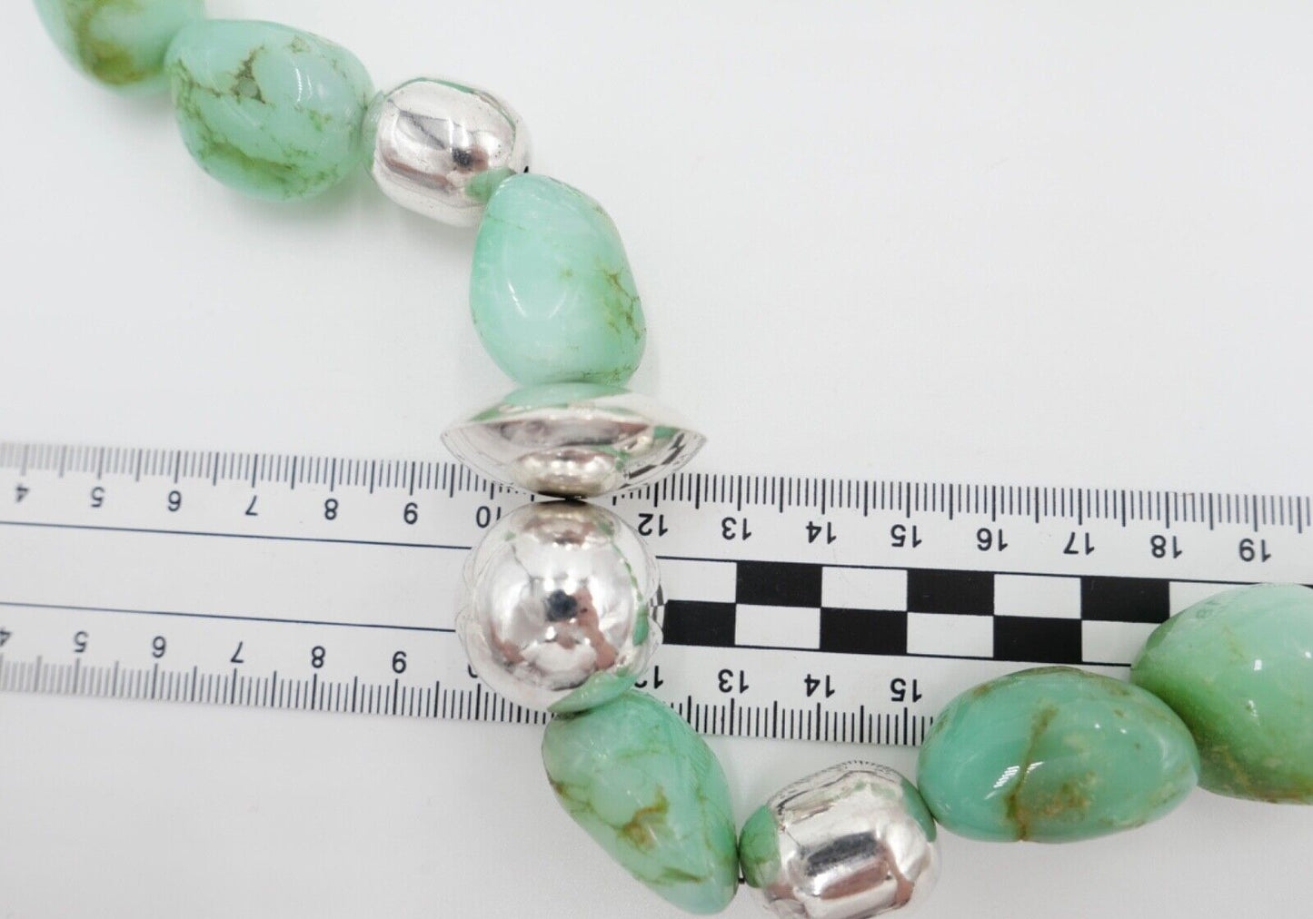 schwere Chrysopras Kette Collier mit 925 Silber Kugel 59cm Magnet Verschluss RKG - Antikhandel-Stuttgart