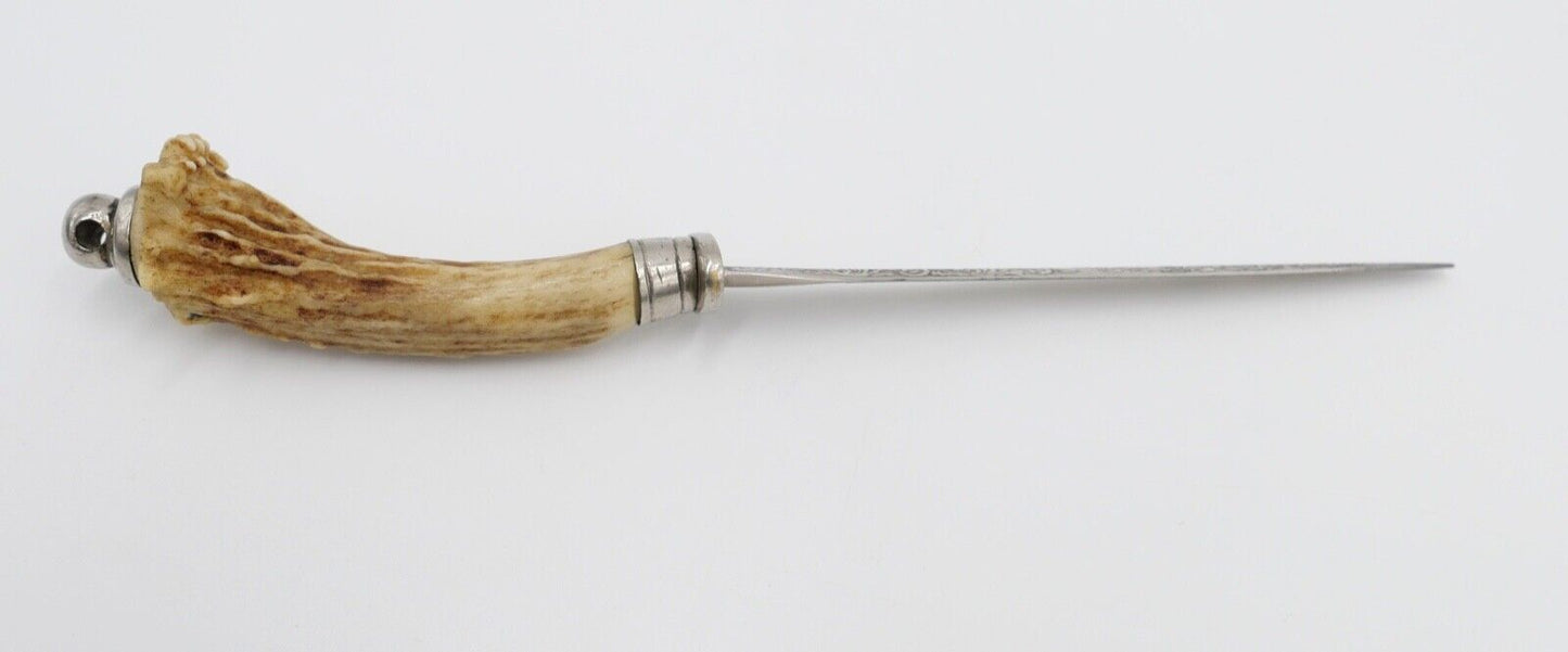 alter Brieföffner Hirschgeweih Griff A. Aragon JP Garcia 18 Oaxaca Mexico - Antikhandel-Stuttgart