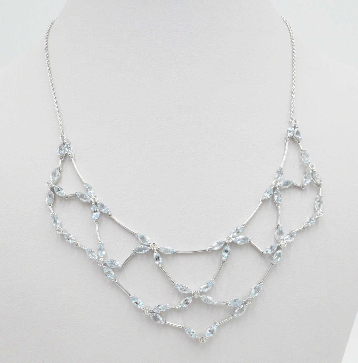 NEUwertig Auftragsarbeit Luxus Collier Brillanten Weißgold Aquamarine 585 / 14K - Antikhandel-Stuttgart