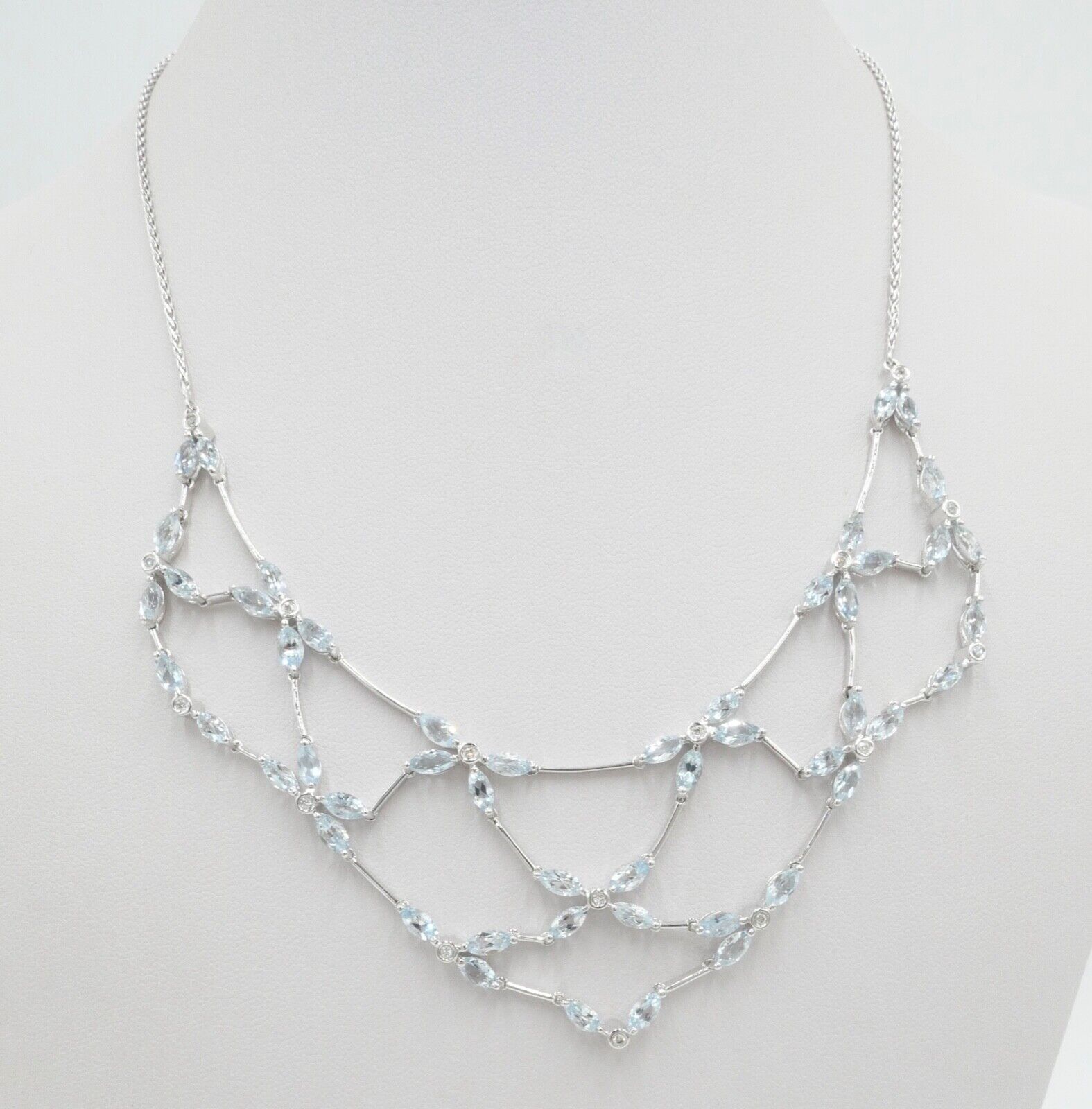 NEUwertig Auftragsarbeit Luxus Collier Brillanten Weißgold Aquamarine 585 / 14K - Antikhandel-Stuttgart