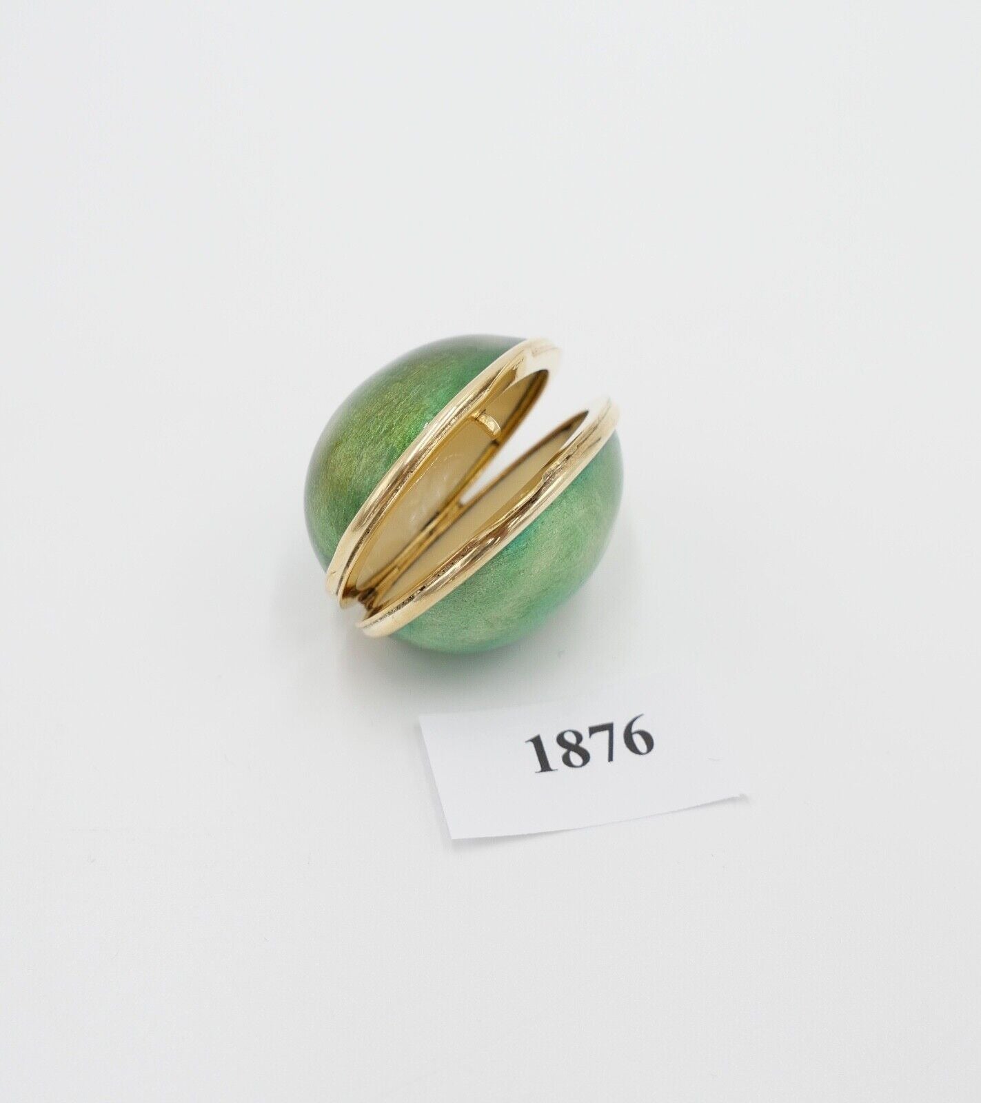 70er Jahre Ei-förmige Pillendose Emaille Keramik 800 Silber vergoldet Florenz It - Antikhandel-Stuttgart