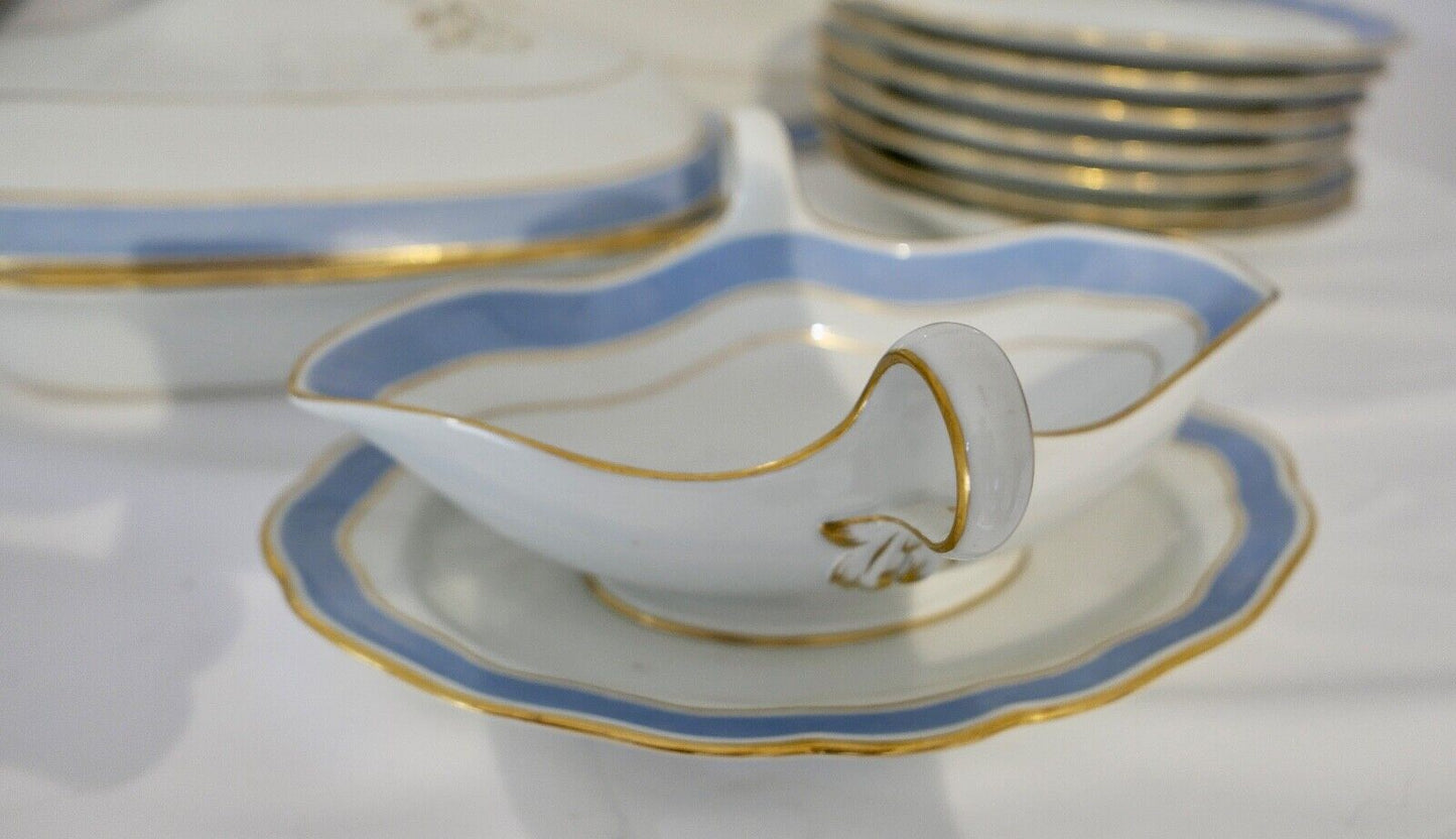 Knaufzeit seltenes Meissen Speiseservice Weiß Blau Gold Putto XXL Platte 1.Wahl - Antikhandel-Stuttgart