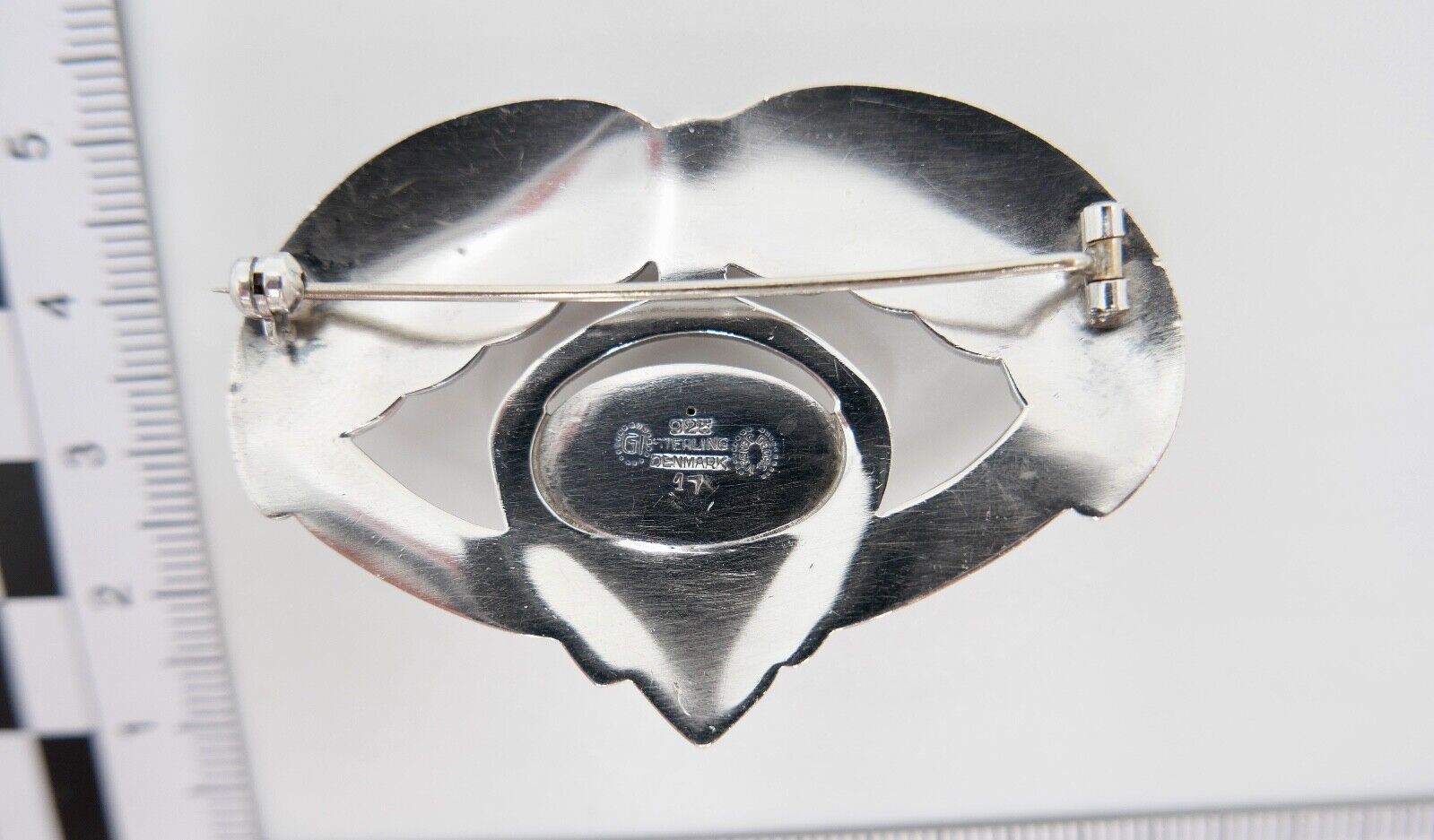 Alte große Georg Jensen 925 Sterling Silber Brosche GJ Pinienzapfen Artischocke - Antikhandel-Stuttgart