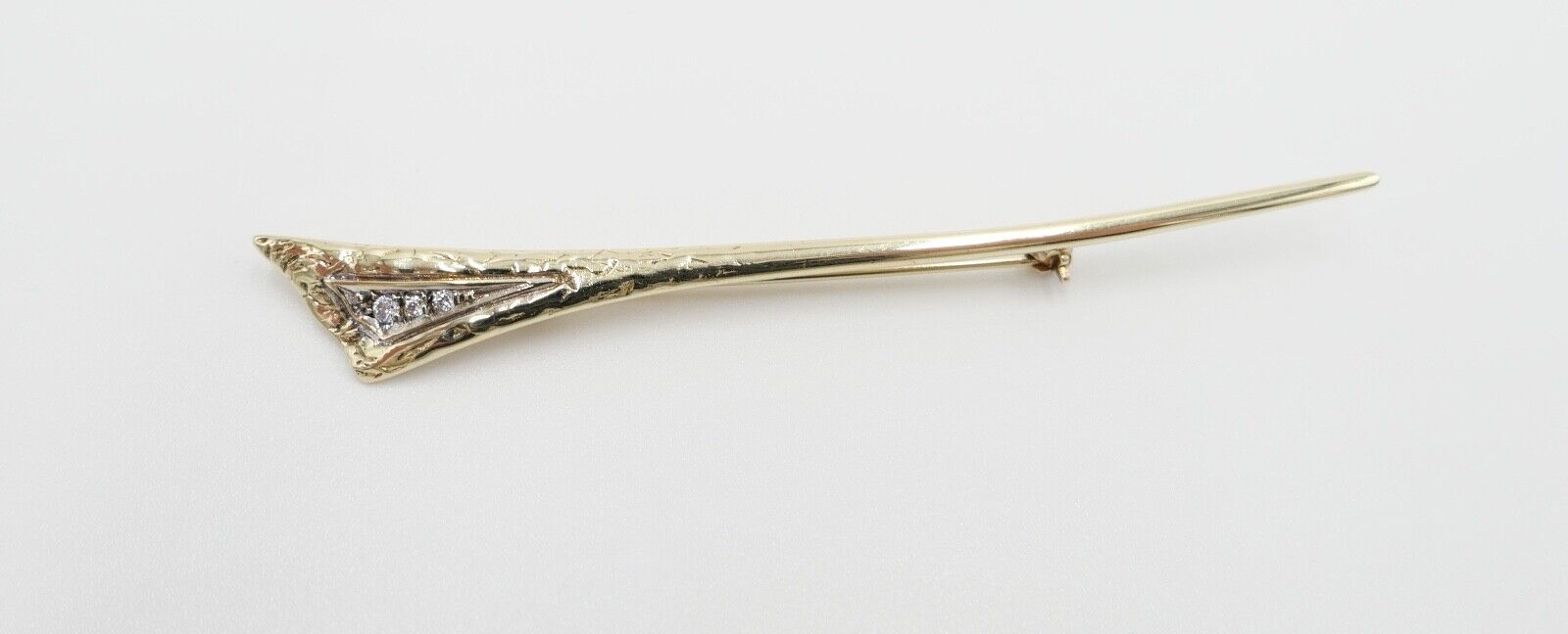 80er Jahre Brosche mit Zirkonia Gold 333 / 8K Stabbrosche - Antikhandel-Stuttgart