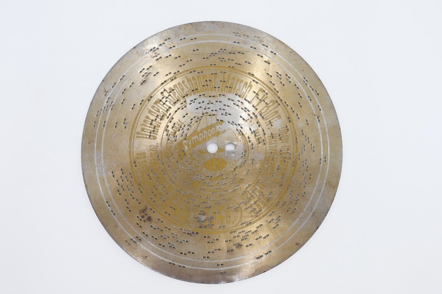 7546 Symphonion Lochplatte Spieluhr Spieldose UNTER SIEGESBANNER MARSCH Ø 19,5 - Antikhandel-Stuttgart