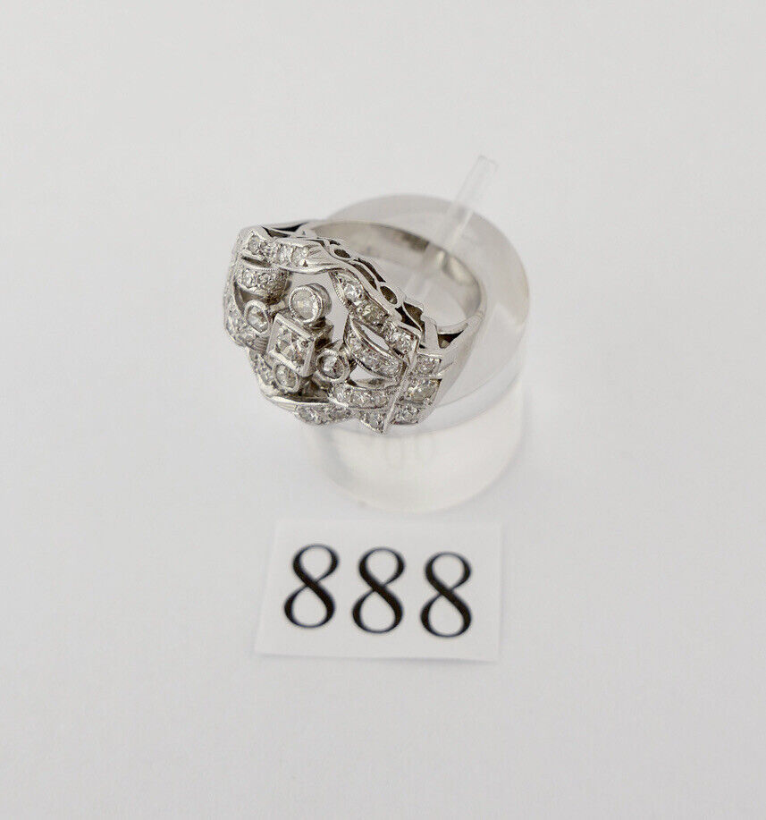 Antiker Jugendstil Platin Ring mit Altschliff Diamanten 0,84 Ct Gr.50 um 1910 - Antikhandel-Stuttgart