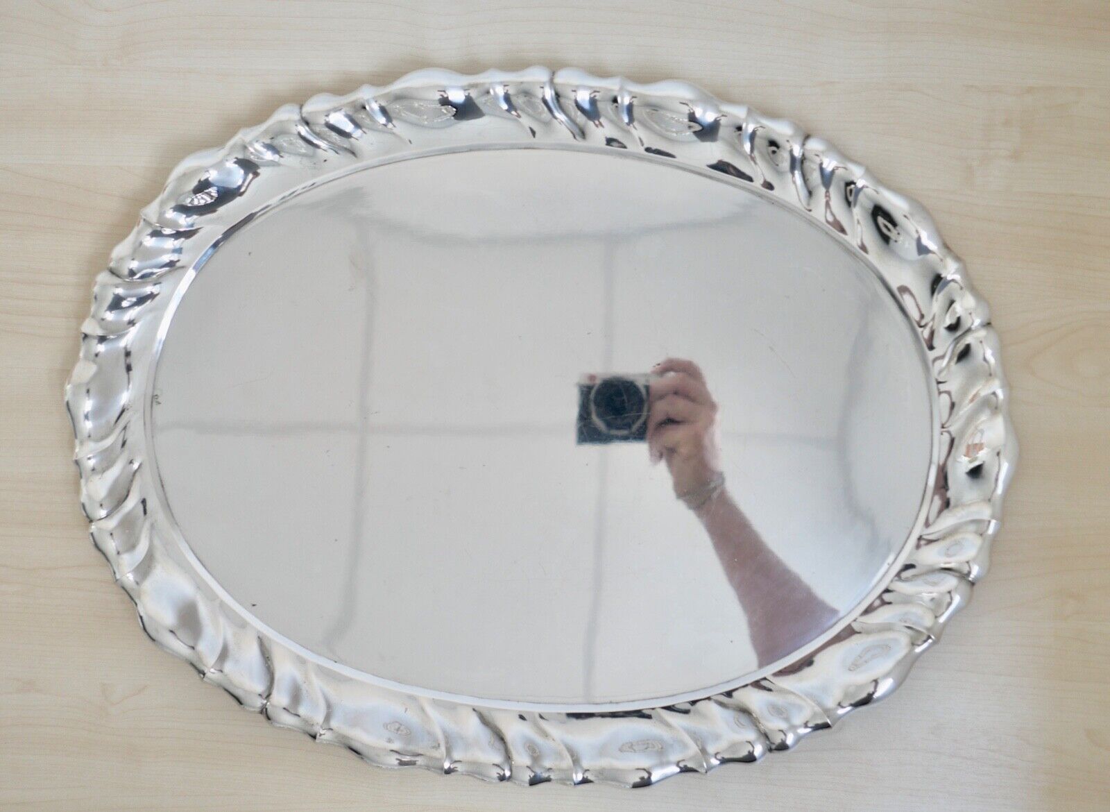 Antik Silbertablett Servierplatte Österreich Ungarn ÖMM 50x37cm 800er Budapest - Antikhandel-Stuttgart