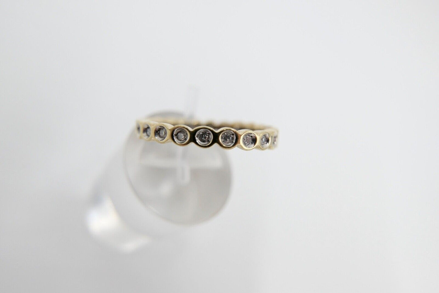 90er Jahre Memory Ring Memoirering Gelbgold Gold 585 14K Zirkonia 0,96 Ct Gr. 60 - Antikhandel-Stuttgart