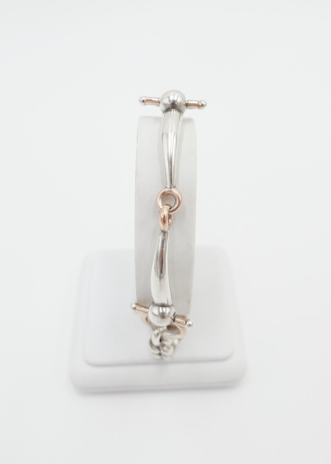 60er Jahre Pferdegebiss Armband 800 Silber vergoldet - Antikhandel-Stuttgart