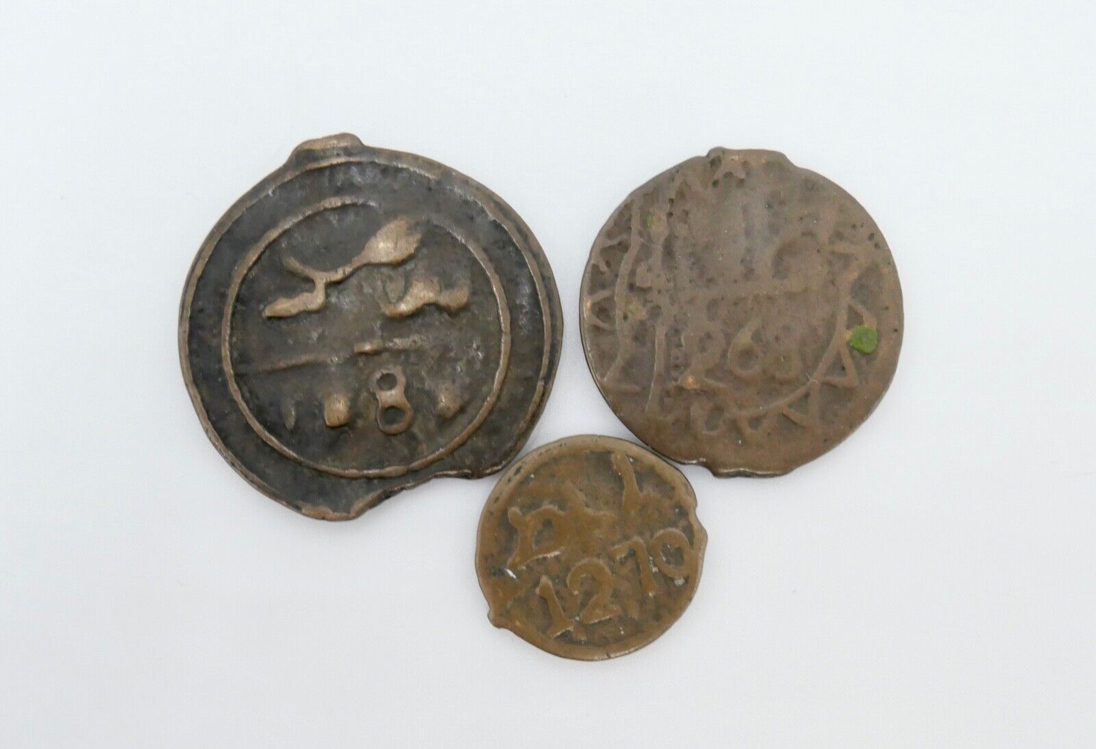 18,5 gr Marokko Falus Marrakesh Münzen Sidi Mohammed IV drei Münzen - Antikhandel-Stuttgart