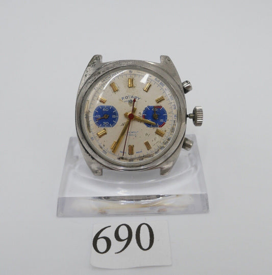 LÄUFT Rotary Cal. Valjoux 7733 Uhrwerk Chronograph seltenes Zifferblatt - Antikhandel-Stuttgart