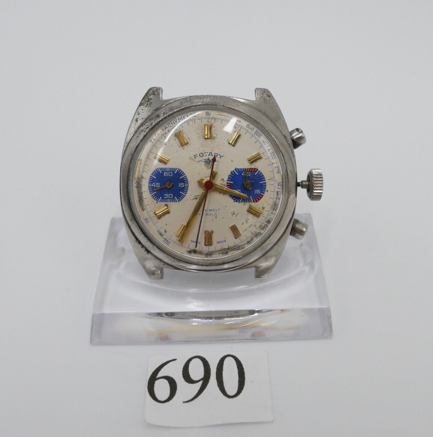 LÄUFT Rotary Cal. Valjoux 7733 Uhrwerk Chronograph seltenes Zifferblatt - Antikhandel-Stuttgart