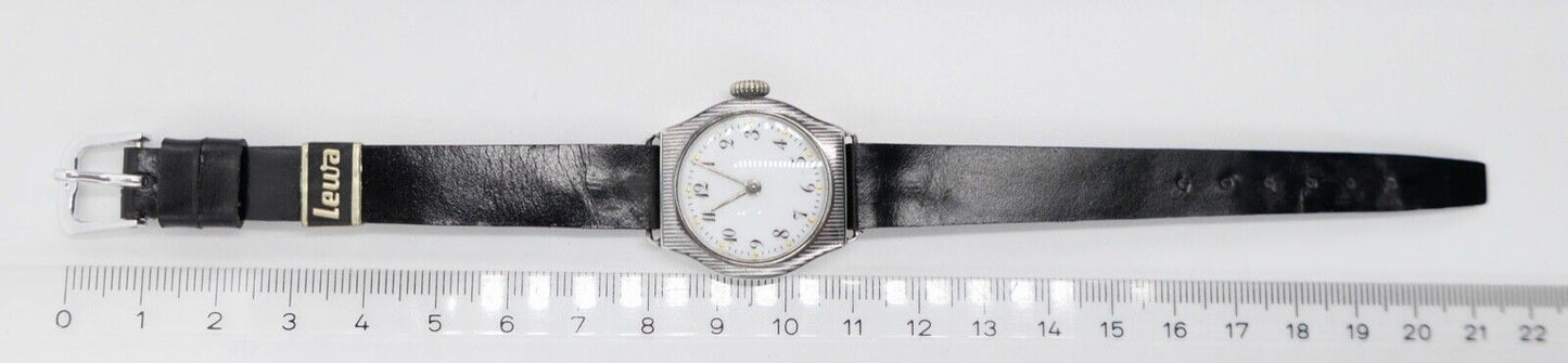 1960er Handaufzug Damen 800 Silber Uhr HG Cal. Alpina 590R Porzellan Zifferblatt - Antikhandel-Stuttgart