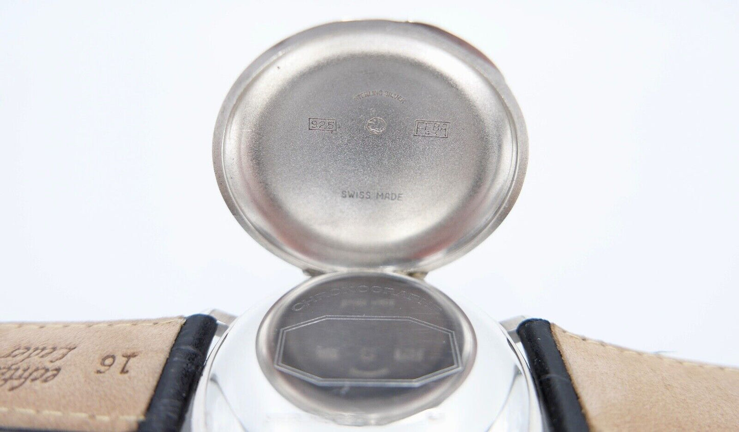 Vintage Eberhard & Co Chronograph 310-8 31008 cal. 14 inkl. Papiere 925 Silber - Antikhandel-Stuttgart