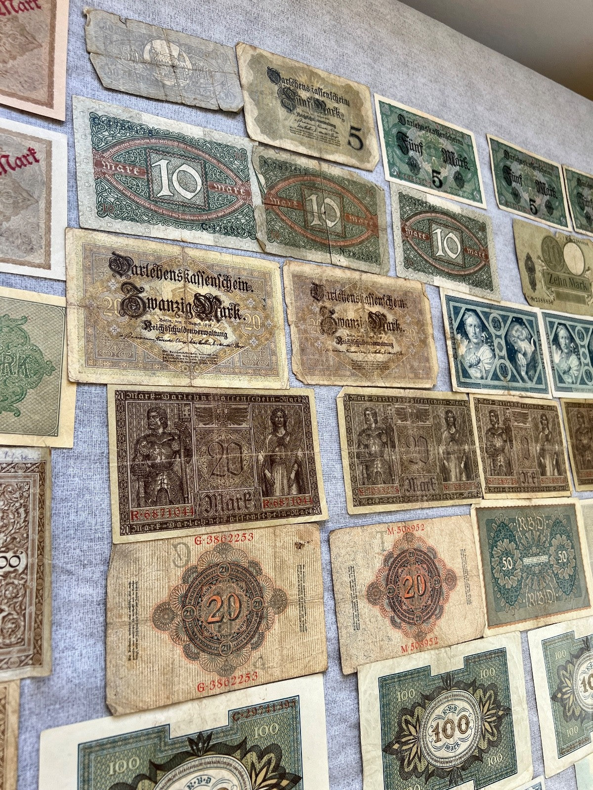 Posten 58x Inflation Geldscheine Banknoten Mark UNC dt. Reich Ro. 36 63 84 usw.