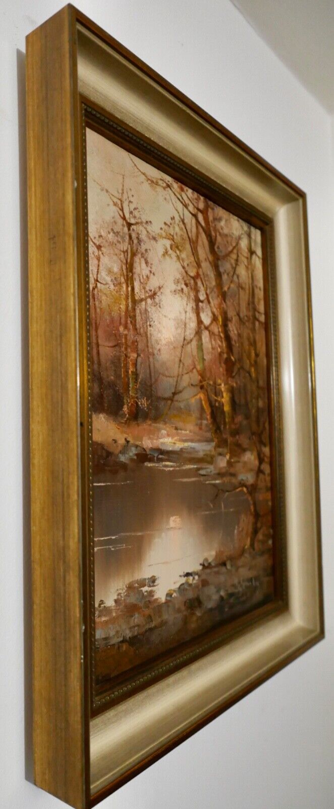 Ölgemälde signiert " Gnocchi " 60er 70er Jahre 48x38cm Landschaft Herbst Wald - Antikhandel-Stuttgart