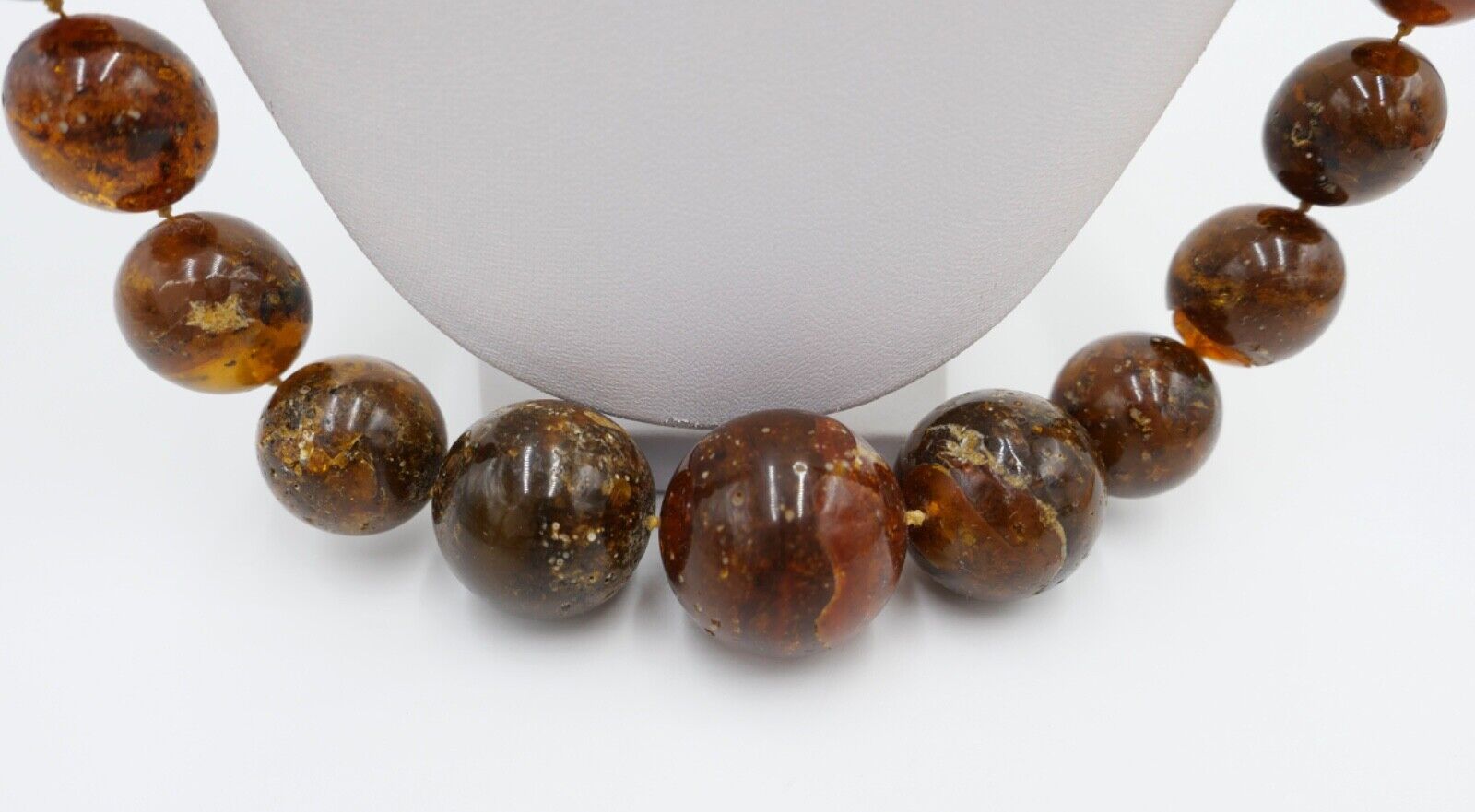 vintage XL Bernstein Kette / Collier / Halskette Kugeln 122 Gramm / 82 cm - Antikhandel-Stuttgart