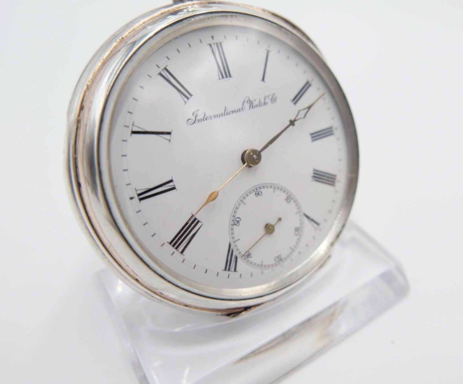 1888 IWC Open Face Kaliber 49 Taschenuhr 800 Silber Ø 50mm - Antikhandel-Stuttgart