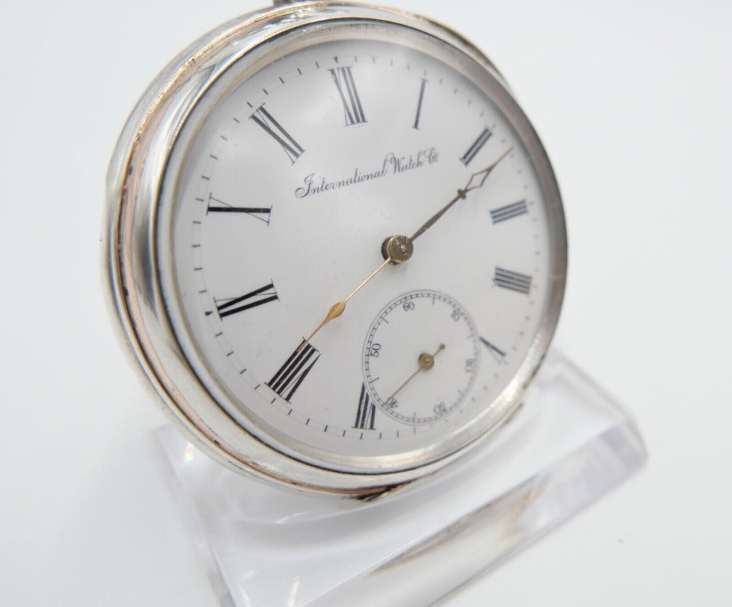 1888 IWC Open Face Kaliber 49 Taschenuhr 800 Silber Ø 50mm - Antikhandel-Stuttgart