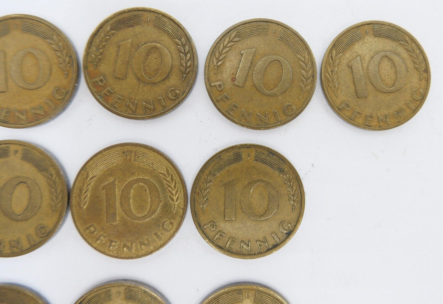 13x 10 Pfennig 1966 1967 1968 1969 1970 1986 D F G J Jäger J. 383 ss-vz - Antikhandel-Stuttgart