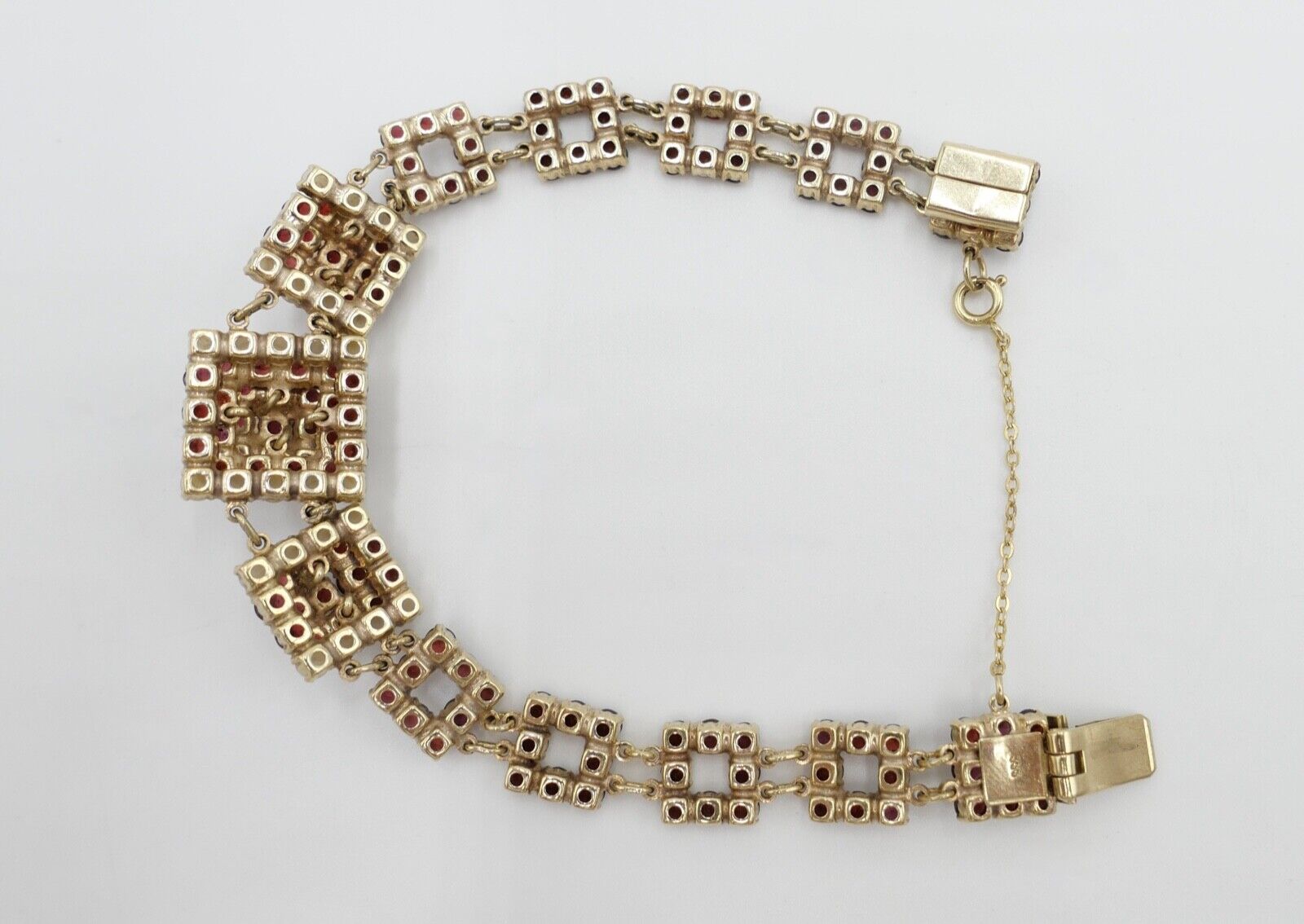 80er Jahre Gold Armband mit Granat und Perle 333 / 8 K Gold - Antikhandel-Stuttgart