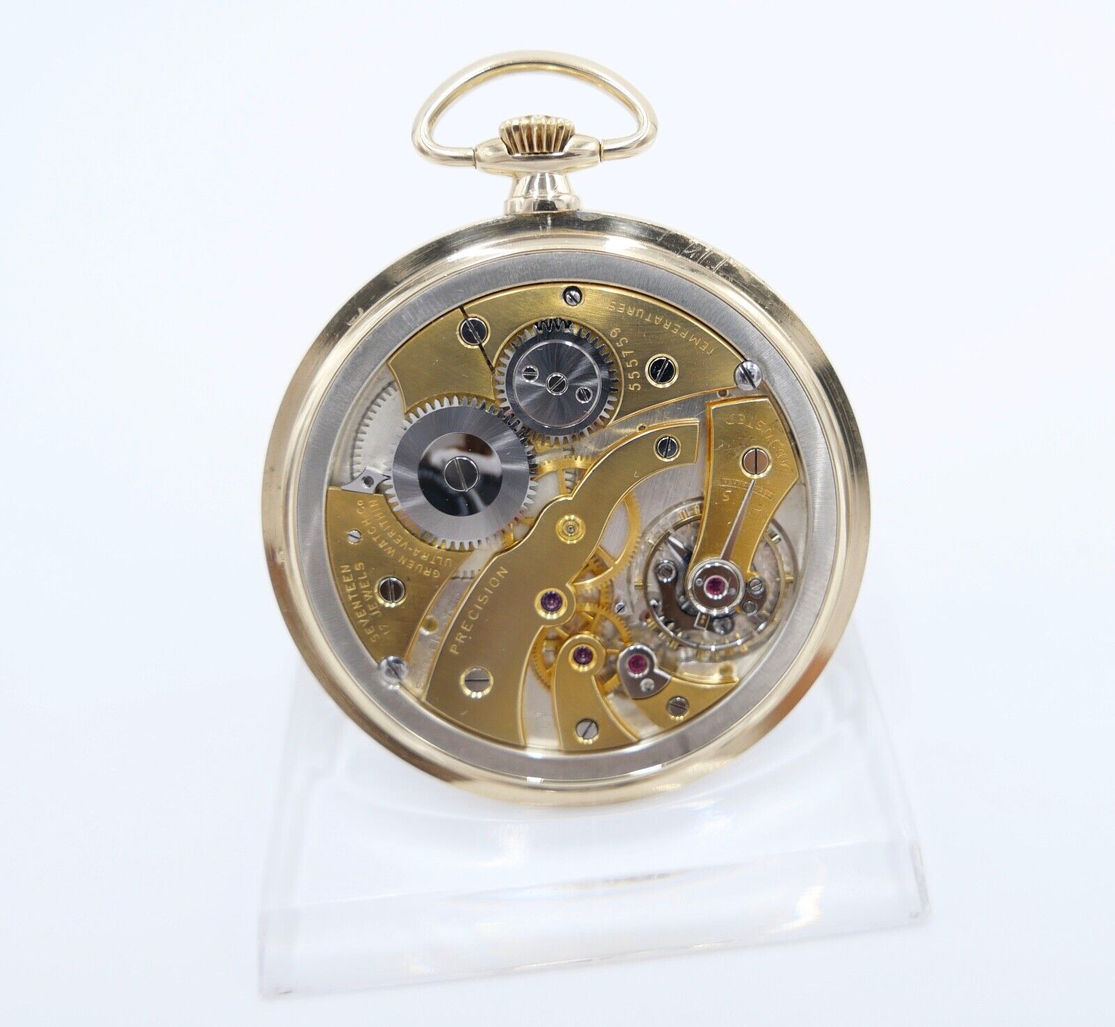 Taschenuhr Alpina Grün 585 / 14K GOLD 45mm Ultra Verithin Precision / UV Uhrwerk - Antikhandel-Stuttgart